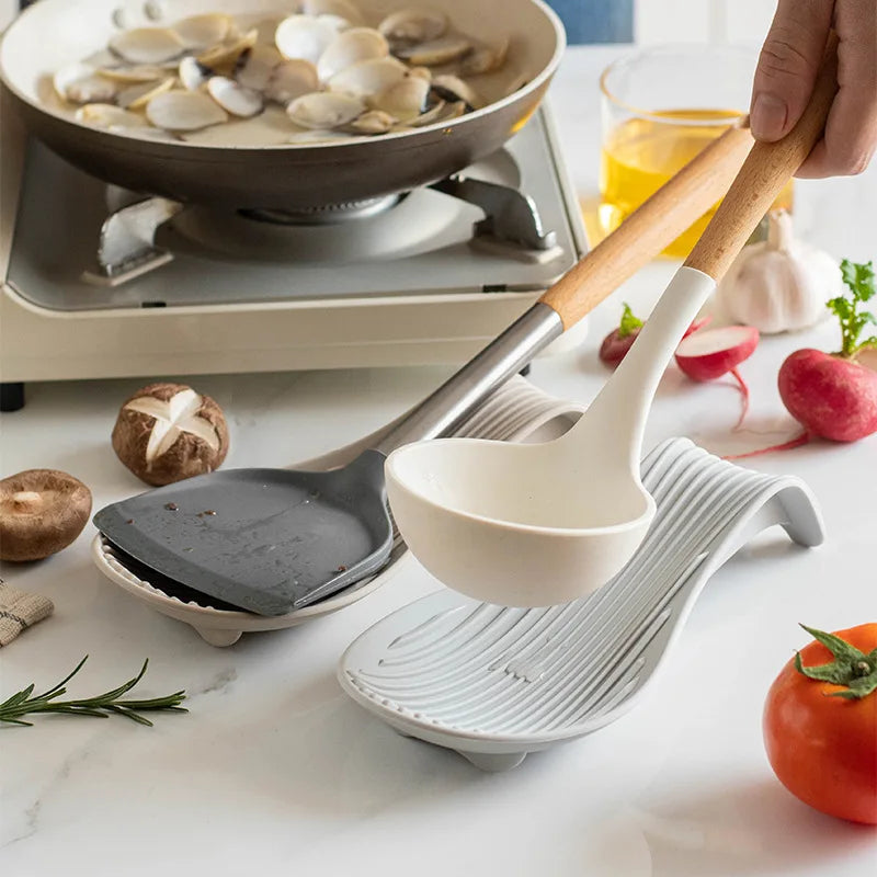 Silicone Kitchen Spoon Holder Tray for Spatulas and Cooking Utensils