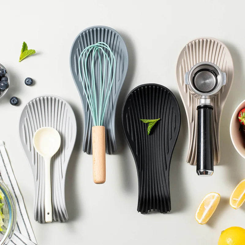 Silicone Kitchen Spoon Holder Tray for Spatulas and Cooking Utensils