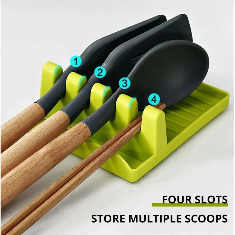1PC Multi-Function Kitchen Spatula Rack – Spoon Rest & Pot Lid Holder