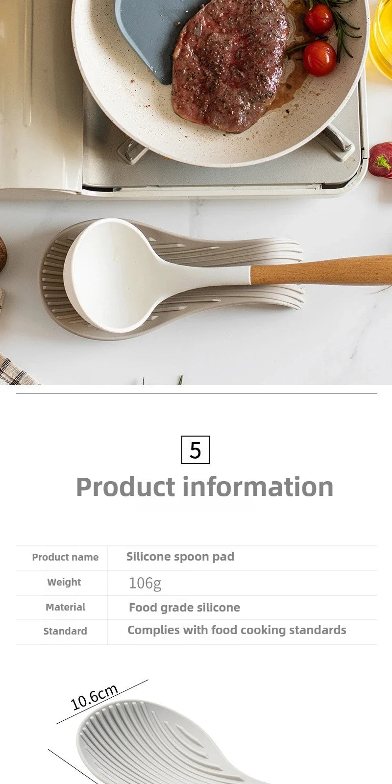 Silicone Kitchen Spoon Holder Tray for Spatulas and Cooking Utensils