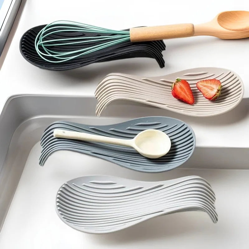Silicone Kitchen Spoon Holder Tray for Spatulas and Cooking Utensils