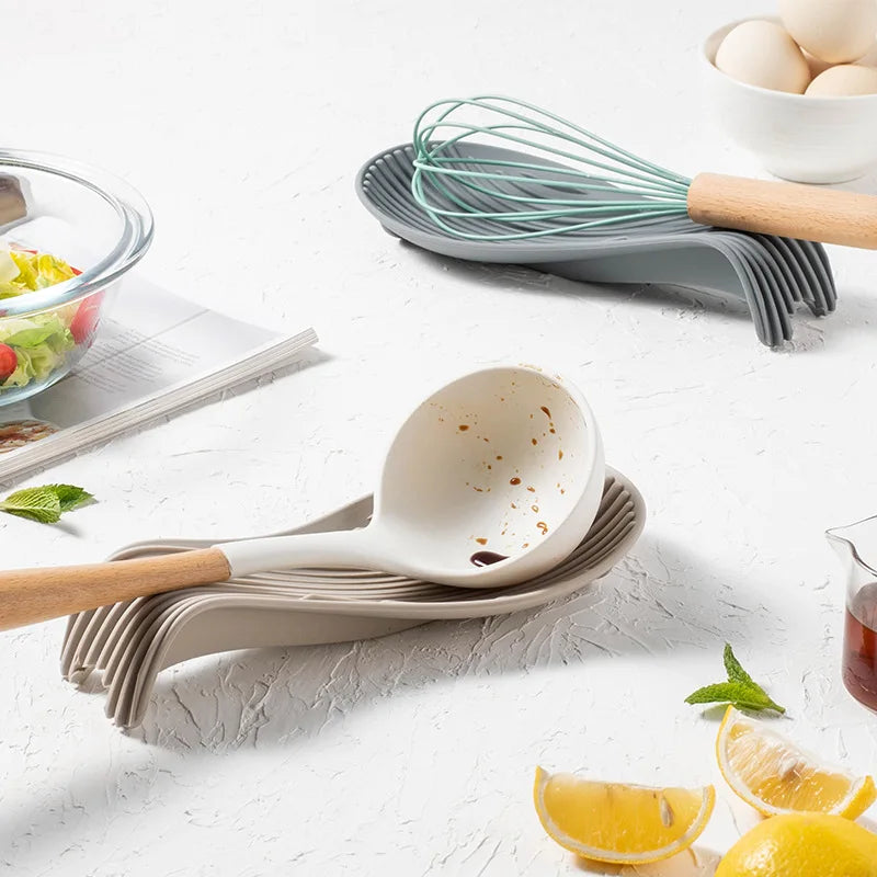 Silicone Kitchen Spoon Holder Tray for Spatulas and Cooking Utensils