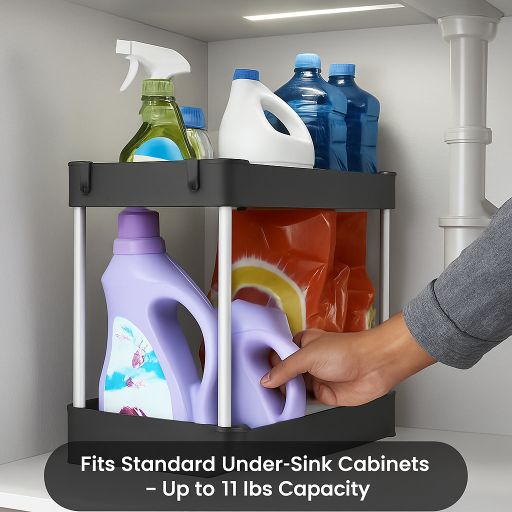 2-Tier Under Sink Shelf Organizer for Bathroom